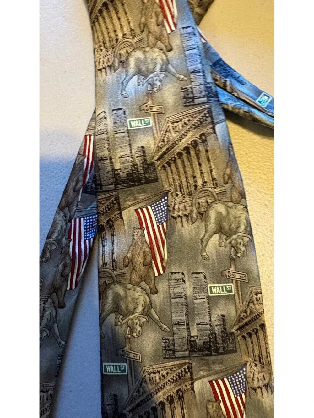 Stonehenge 100% Silk Wall Street Themed Tie Made in USA